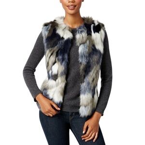 INC International Concepts Patchwork Faux Fur Vest